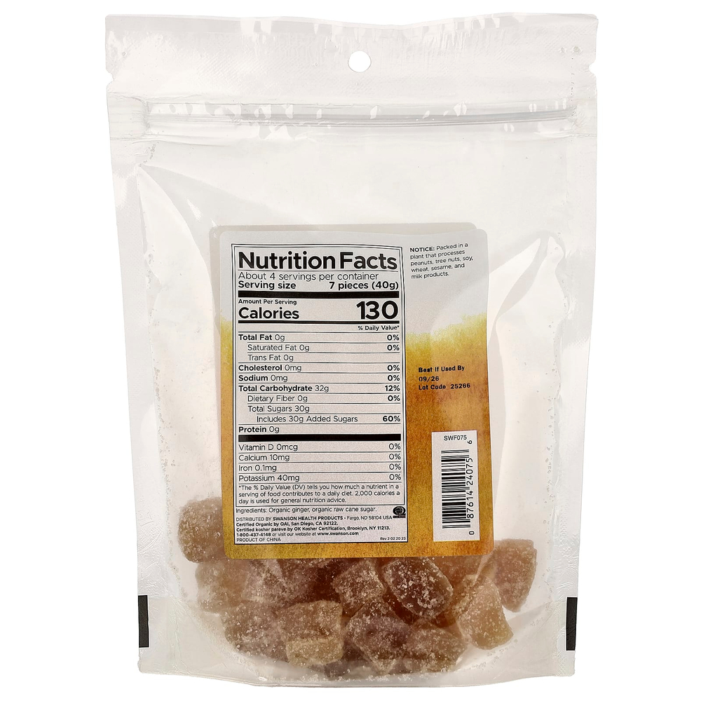 Swanson, Сертифицированный органический кристаллизованный имбирь, 170 г (6 унций)