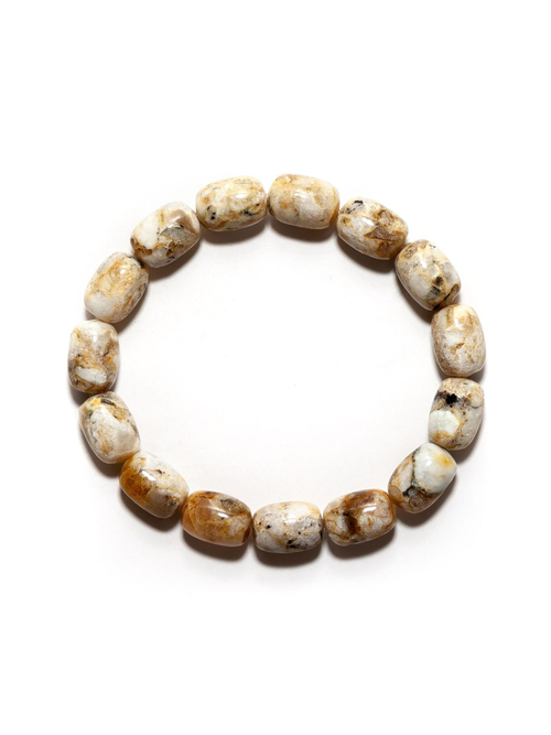 Браслет из натурального камня янтаря, белый пейзажный бочонок 12 на 9 мм