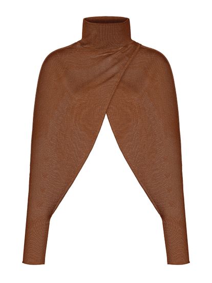 Женский жакет коричневого цвета из шелка и вискозы - фото 1