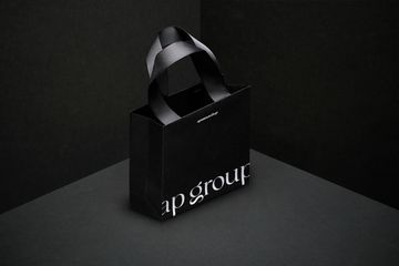 Пакет из мелованной бумаги с цветной печатью с ручками из репсовой ленты с логотипом заказчика 16х15х6 (в*ш*г)