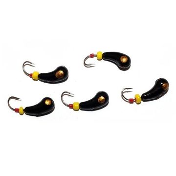 Мормышка свинцовая УРАЛКА черная Золотая коронка с трубкой и бисером 4.0/2