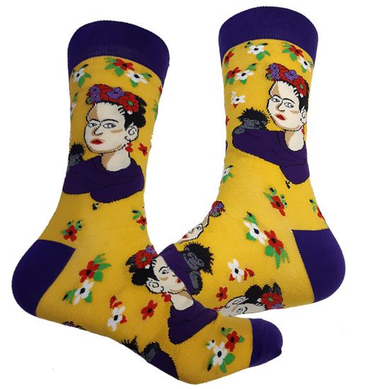 Носки "Фрида Кало - Я рисую себя", р-р 38-44 (желтый, синий)
