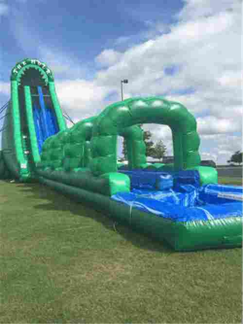 Надувная водная горка с бассейном «В пасти крокодила», 29*6*10 м