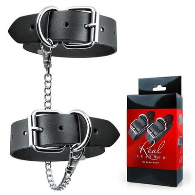 Черные кожаные оковы в в минималистичном дизайне (Цвет: черный)