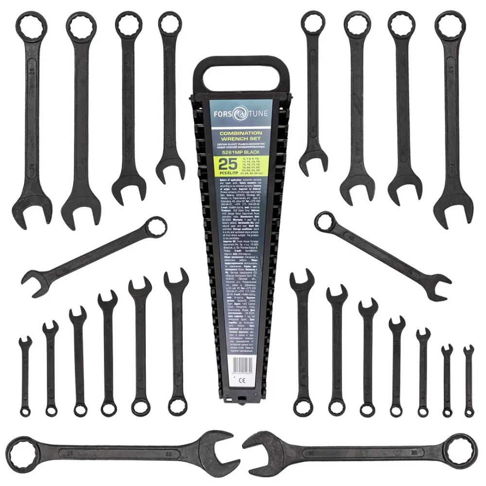 Ключи комбинированные, набор 25пр. (6-28, 30, 32мм) FORSandTUNE FORSandTUNE-5261MP BLACK