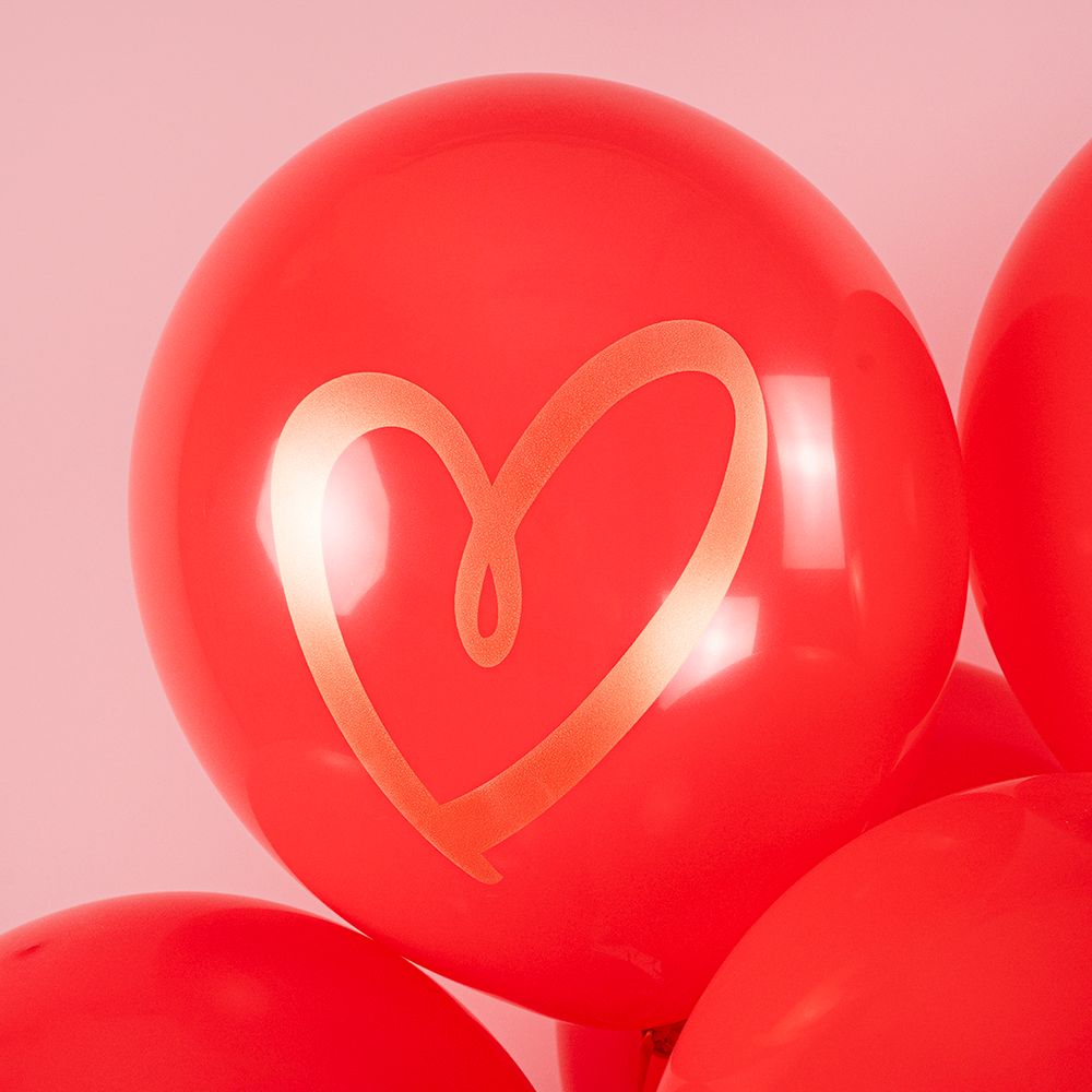 Шар (12''/30 см) Я Тебя Люблю (золотое сердце), Красный (230), пастель, 2 ст, 25 шт.