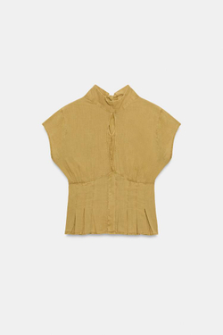 ZARA ТОП С ВЫРЕЗОМ И ЗАВЯЗКАМИ, КАРАМЕЛЬНЫЙ