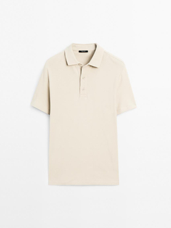 Massimo Dutti Футболка-поло с коротким рукавом, песочный