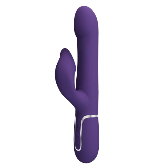 Фиолетовый вибратор-кролик Falin с вращением бусин - 22,7 см.
