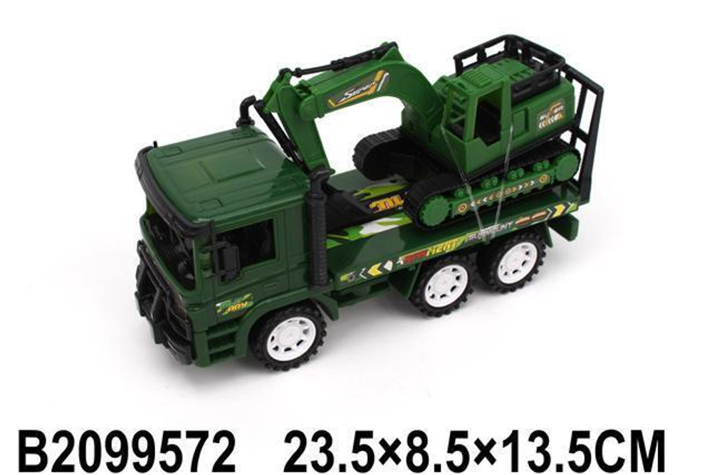 Автовоз Военный 23см + машина, пакет 928-B10