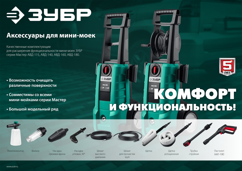 ЗУБР для пистолета МИГ-180, пеногенератор для минимоек (70401-180)