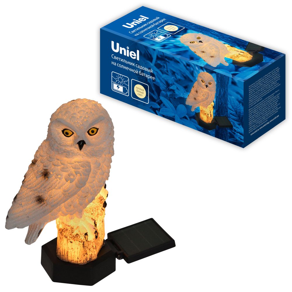 USL-S-823-PM290 POLAR OWL Садовый светильник на солнечной батарее Полярная сова. 1 светодиод. Теплый белый свет. 1xАA Ni-Mh аккумулятор в-к. IP44. TM Uniel