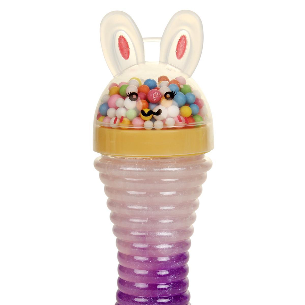 Лизун колба заяц с шариками 140г 12шт в шоубоксе, 6 цвета микс, банка с-30831