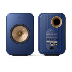 KEF LSX II Cobalt Blue активная беспроводная полочная акустическая система (пара) + напольные стойки KEF S1 Floor Stand (пара)
