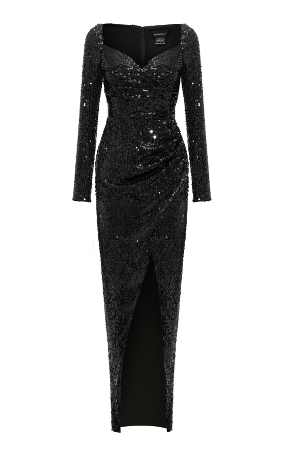 Платье макси из пайеток драпированное