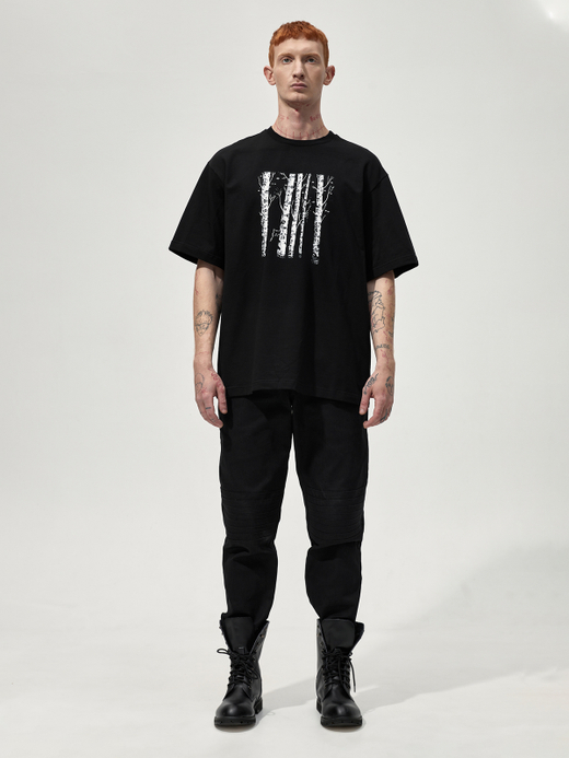 Футболка с принтом "Кот пришел назад". Черная