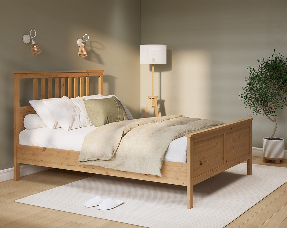 Двуспальная кровать, КЫМОР (HEMNES), 160х200 см, светло-коричневый