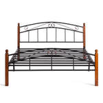 Кровать AT-8077 дерево гевея/металл, 160*200 см (Queen bed), красный дуб/черный