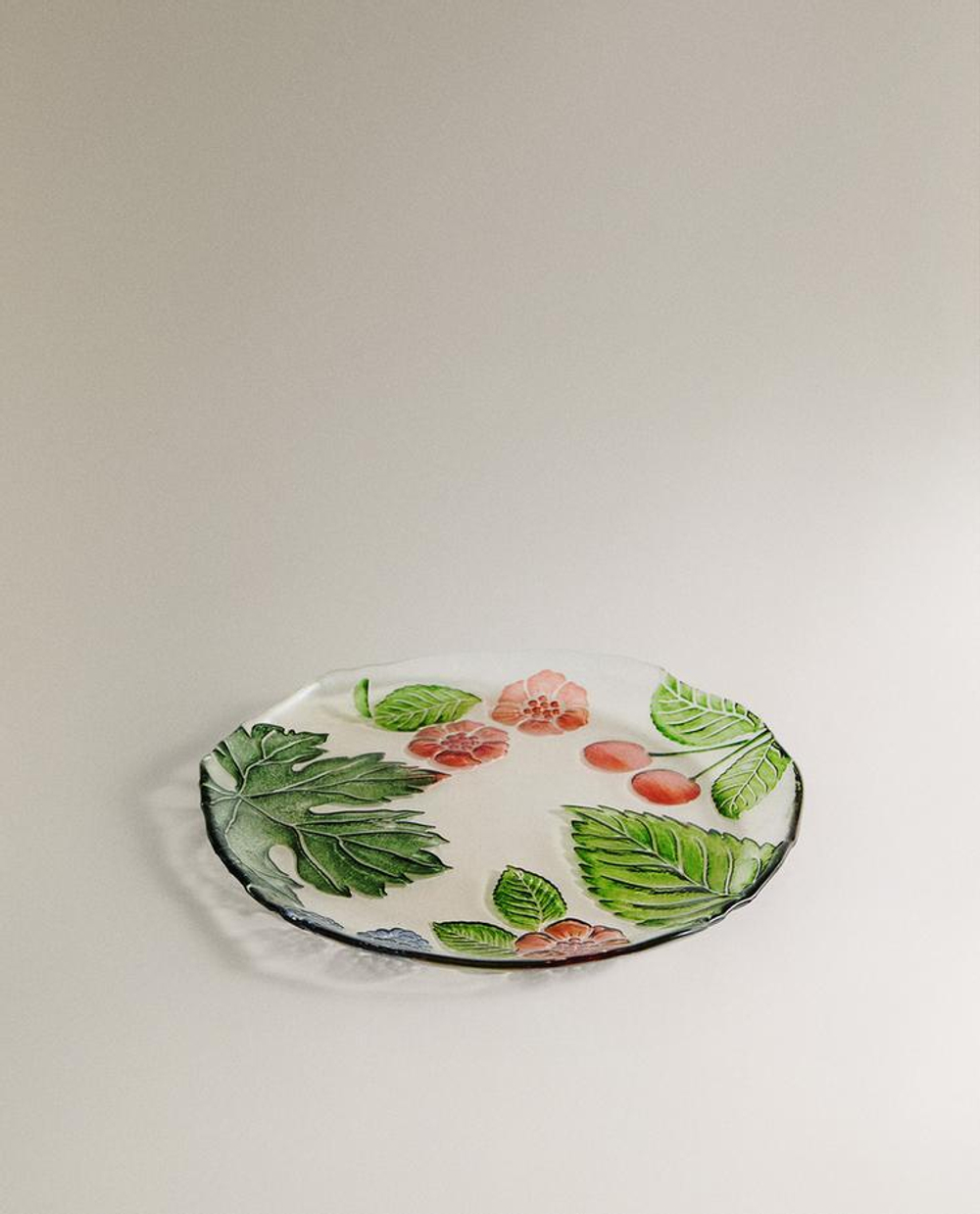 ZARA HOME ДЕСЕРТНАЯ ТАРЕЛКА С ЦВЕТОЧНЫМ УЗОРОМ, ПРОЗРАЧНЫЙ