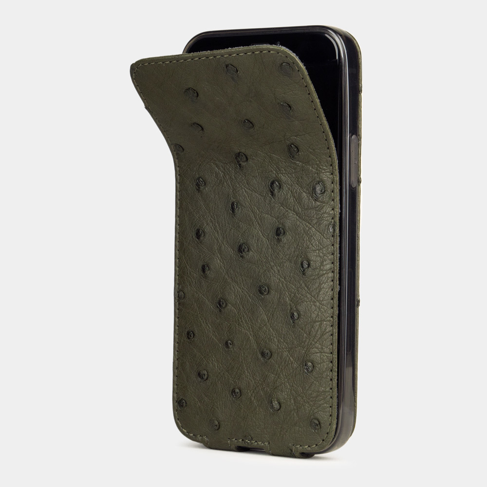 Чехол кожаный для iPhone 12/12Pro зеленого цвета