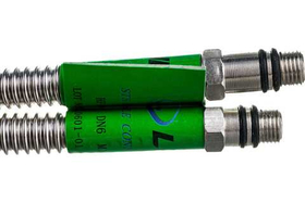 HF-C400L (2шт/компл.), подводки из нерж. гофр.трубы д/смесителя 1/2"*М10 гайка-штуцер