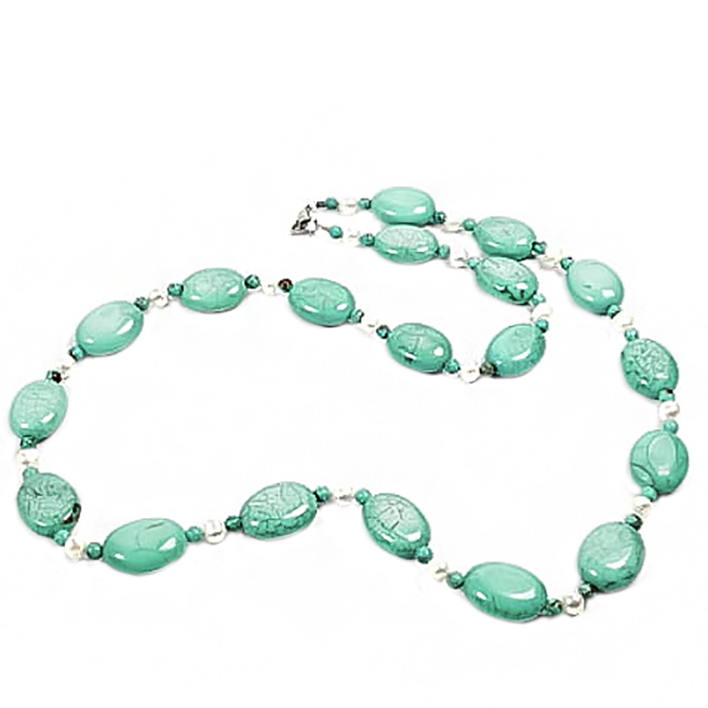 Бусы "Экка" бирюза, жемчуг