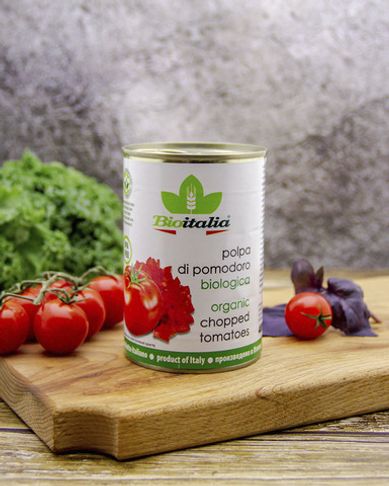 Томаты Bioitalia Очищенные Резаные в Томатном Соке 400 г