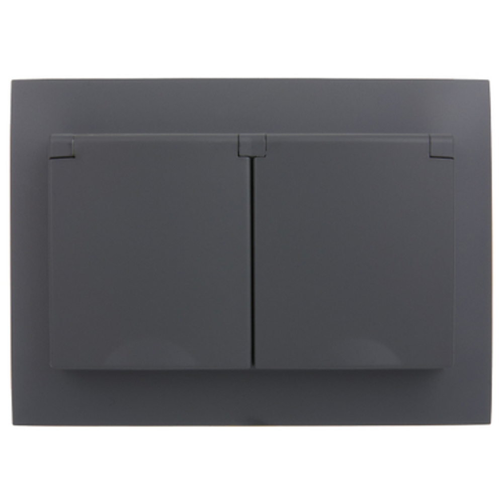SKANDY Розетка 2-местная и крышкой 16А в сборе IP44 SK-R12G графит IEK