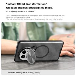 Чехол прозрачный тонированный (Transparent Black) от Nillkin с металлической крышкой и MagSafe на OnePlus 13, серия CamShield Prop Magnetic Case