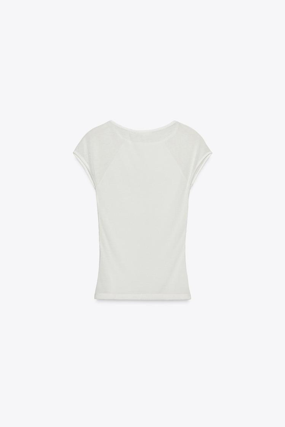 ZARA КОМБИНИРОВАННАЯ ФУТБОЛКА, ЭКРЮ/БЕЖЕВЫЙ