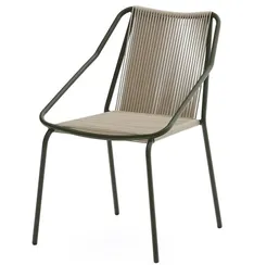 Уличный стул Zivia из веревки цвета экрю и оцинкованной стали зеленого цвета
