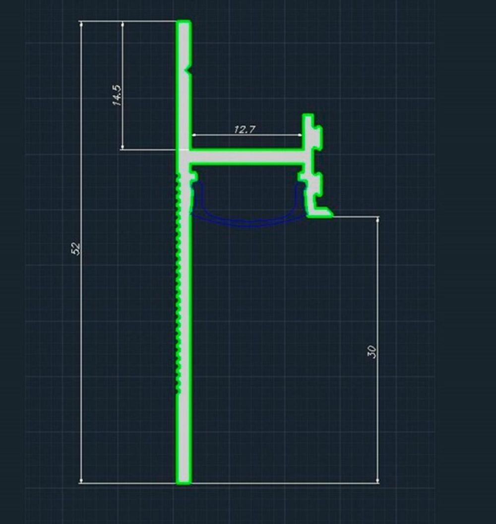 Теневой плинтус скрытого монтажа Pro Design 7209 черный, 2700x17,5x52 мм