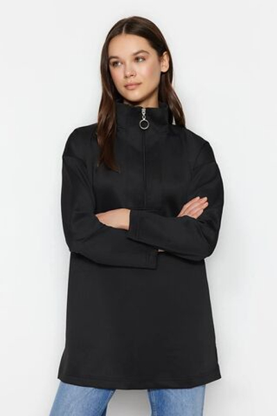 Черная негабаритная трикотажная толстовка с застежкой-молнией для дайвера/подводного плавания TCTAW23TW00198