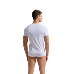 Мужская футболка белая с глубоким U-вырезом GAUVINE 5002