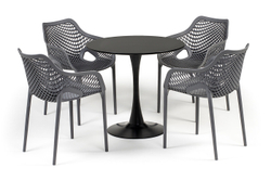 "Беллини" обеденная группа на 4 персоны, цвет темно-серый