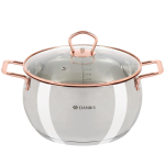Кастрюля нерж, 4.5 л, крышка стекло, Daniks, Карлин, GS-01332G-22, индукц