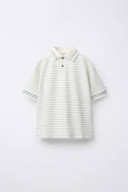 ZARA ПОЛО В ПОЛОСКУ В СТИЛЕ РУСТИК, ЭКРЮ