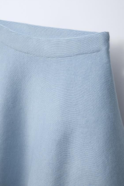 ZARA РАСКЛЕШЕННАЯ ТРИКОТАЖНАЯ ЮБКА, ГОЛУБОЙ