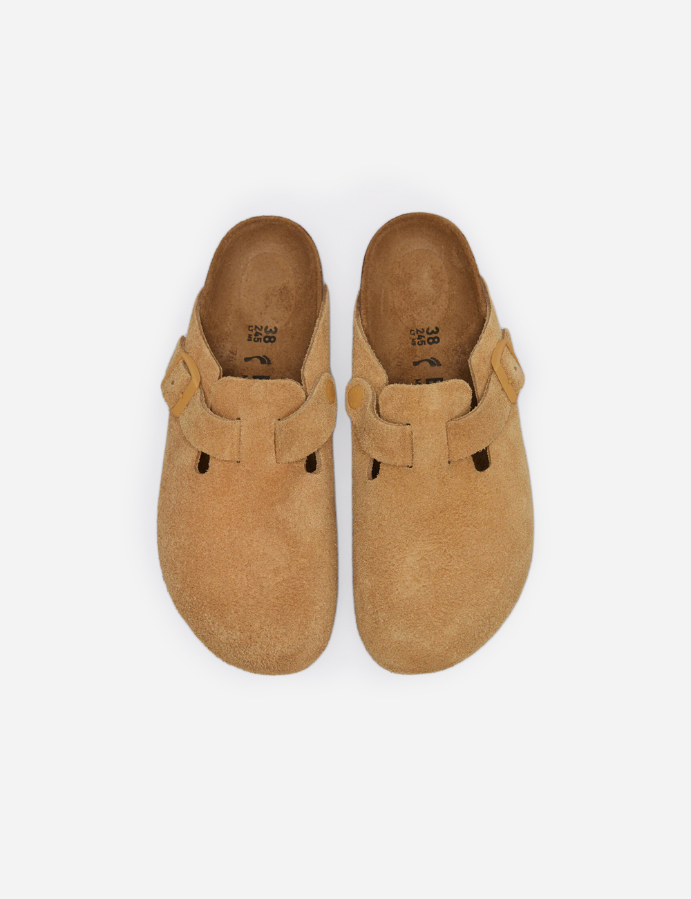 Birkenstock Boston Suede Leather Narrow Clogs "Latte Cream"