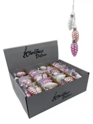 Набор стеклянных украшений Гроздь Шишек, 3 шт., 6 см., лилово-розовый, Christmas DeLuxe (89873)