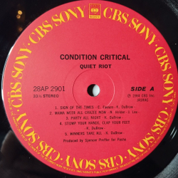 Винтажная виниловая пластинка LP Quiet Riot Condition Critical (Japan 1984) (No Obi) Winners Take All