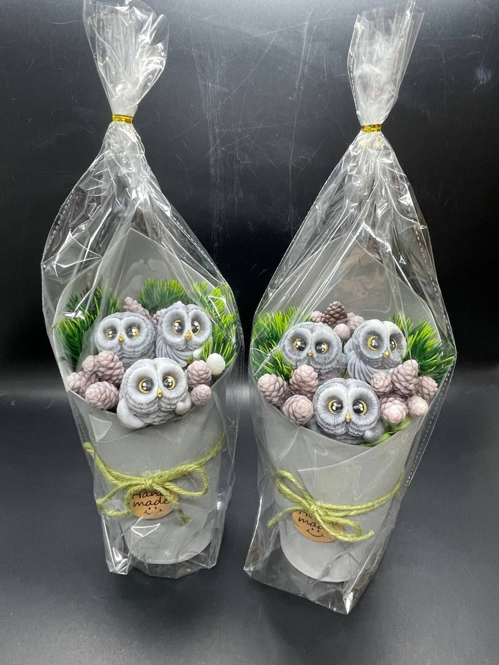 Ароматическое мыло совы и шишки в стаканчике