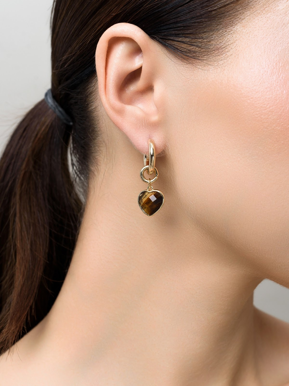 Серьги "Whale Amour" gold тигровый глаз