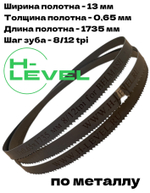 Полотно пильное по металлу 13х0,65х1735 мм 8/12 tpi для ленточнопильного станка BELMASH MBS-660VS