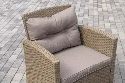 "Филадельфия" лаунж-зона из искусственного ротанга, цвет соломенный, цвет подушек бежевый