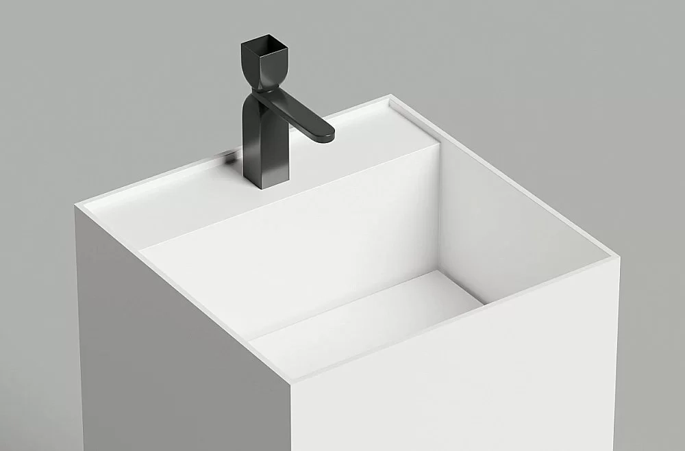 Раковина напольная Salini Armonia SQUARE Top 01 130521TM 45 из искусственного камня S-Stone, белая матовая