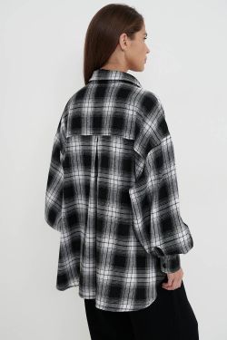 Рубашка из фланели в серо-черную клетку