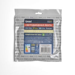 ULS-M16-2835-180LED-m-10mm-IP20-DC12V-17W-m-5M-3000K PROFI Гибкая светодиодная лента на самоклеящейся основе. Катушка 5м. в герметичной упаковке. Теплый белый свет3000К. ТМ Uniel