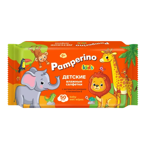 Салфетки влажные Pamperino Kids с ромашкой и витамином Е 50шт