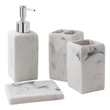 Набор для ванной комнаты 4пр. (мыльница, дозатор для мыла, подставка для зубных щеток, подставка для косметических аксессуаров) La and Te beaute LT-BS-13